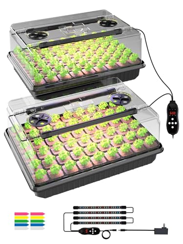 GLOWRIUM 54-Cell Seed Starter Tray with Full Spectrum Grow Light - style: 2-Pack