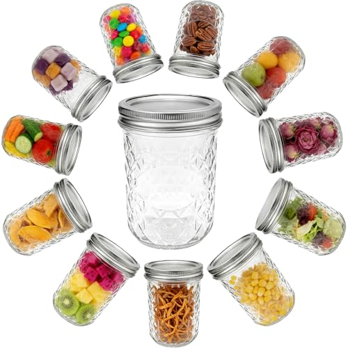 12 Pack 16 oz Wide Mouth Mason Jars with Airtight Lids - Glass Canning Jars for Pickling, Fermenting & Food Storage - Leakproof Pint Jars for Overnight Oats & Sourdough Starter