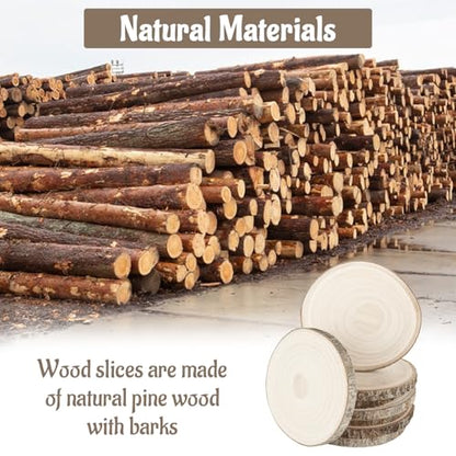 QTLCOHD 12 Pcs 7-8 Inch Large Wood Slice for Centerpieces, Christmas Decor | Natural Rustic Unfinished Wood Slab, Round Wooden Circle with Bark for Tables, Wedding Decoration, DIY Painting Crafts