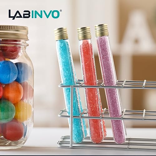 25ml Glass Test Tubes with Aluminium Caps, Round Bottom, Thickness 0.8-1.0, 18x145mm, Pack of 50, Used for Bath Salts, Party Decoration, Scientific Experiments, IN-TTG01 - style: 50 PCS of 25ml,with brush& caps