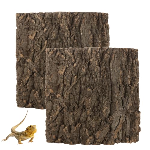 Acrux7 2PCS Cork Bark for Reptile 11.81x11.81 in Terrarium Background Panel | Natural Bark Backdrop and Climbing Mat for Gecko, Lizard, Chameleon, Beared Dragon, Turtle Habitat Decor, Hiding Area