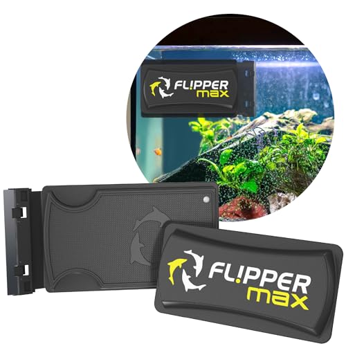 FLIPPER Max Magnetic Aquarium Glass Cleaner – 2-in-1 Scrubber and Scraper, Hands-Free Fish Tank Cleaner for Algae Removal, Safe for Glass and Acrylic Tanks up to 3/4" (19mm), Freshwater & Saltwater - size: Max