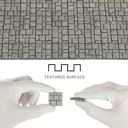 Dollhouse Miniature Paving Stones, Tiles for Modeling | Set of 50 pcs for Fairy Gardens and Tabletop Terrain, REDUCIO! - color: Weathered Stone