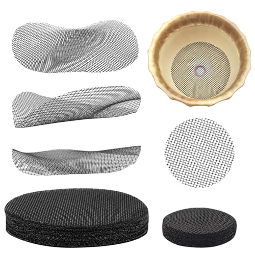 100 Pcs Flower Pot Hole Mesh Pad, Rounds Plant Drainage Screens Gasket, Plastic Drainage Hole Pot Bonsai Mesh, Bonsai Bottom Grid Mat, Keep Soil from Flowing Away (2 inch & 4 inch)