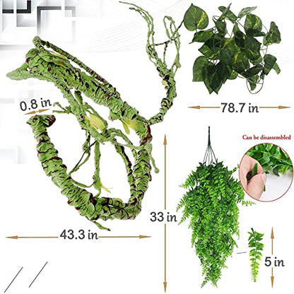 Hamiledyi Fake Reptile Plants for Terrarium Bendable Snake Climbing Vine - size: 3 PCS - Style 1