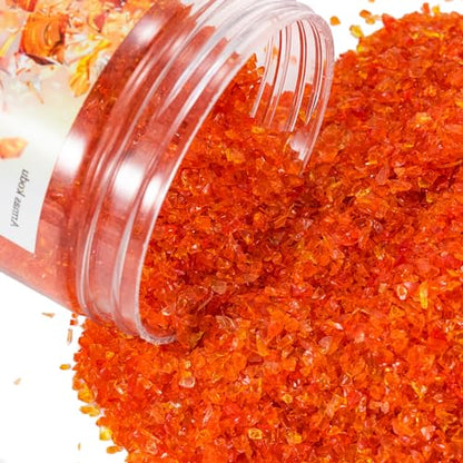 Orange Red Fine Crushed Glass for Resin Art & Crafts - color: Orange Red