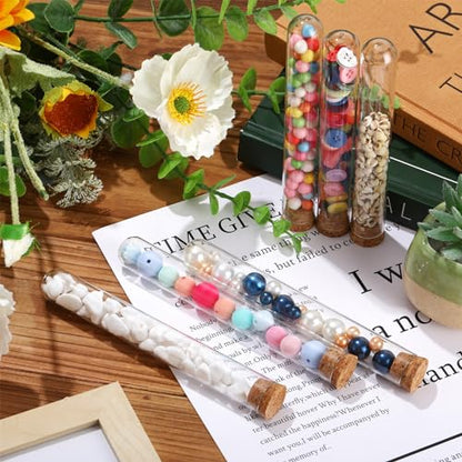 Thyle Glass Test Tubes with Cork Clear Stoppers Round Bottom Lab Test Alcohol Tampons Glass Tubes Container Vials for Plants Scientific Experiments Candy Storage Party Favors (200pcs,20x150mm/35ml) - size: 20x150mm/35ml