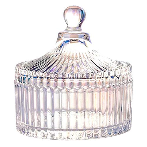 CHOOLD Luxury Colorful Tent Shaped Crystal Candy Jar with Lid,Clear Glass Apothecary Jar Wedding Candy Buffet Jar Food Jar. 24oz - color: Sparkling-L