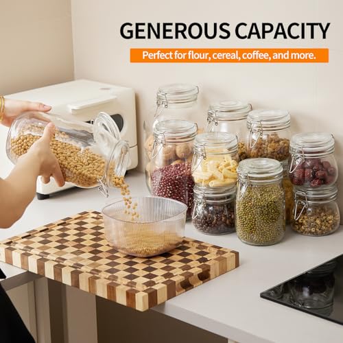 2 Pack 1 gallon Food Storage Jars with Airtight Lids, Preserving Seal Wire Clip Fastening Glass Containers, Canisters for Kitchen, Flour, Cereal, Pasta, Sugar, Beans, Pickling Jars(1 Gallon*2) - size: 1 Gallon*2