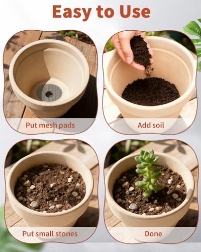 50PCS Flower Pot Hole Mesh Pad, 2 inch Rounds Drainage Hole, Plant Pot Drainage Mat, Plant Potting Mat to Prevent Soil Loss, Gardening Gifts for Friend - size: 50 PCS 2 Inch Round