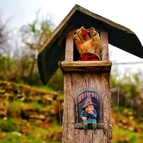 7.1-inch Elf Out The Door Tree Hugger,Fairy Garden Gnome Statue, Hanging Resin Gnome Figurine,Whimsical Tree Sculpture,Garden Peeker Statue,Ideal Patio Yard Lawn Porch Decoration - style: Women