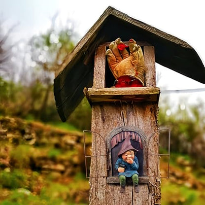 7.1-inch Elf Out The Door Tree Hugger,Fairy Garden Gnome Statue, Hanging Resin Gnome Figurine,Whimsical Tree Sculpture,Garden Peeker Statue,Ideal Patio Yard Lawn Porch Decoration - style: Women