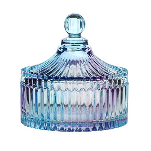 CHOOLD Luxury Colorful Tent Shaped Crystal Candy Jar with Lid,Clear Glass Apothecary Jar Wedding Candy Buffet Jar Food Jar - 24 oz - color: Light-Purple-L