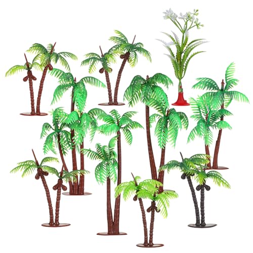 10 Pcs Miniature Trees Set, 3 Sizes Mini Palm Tree Artificial Greenery