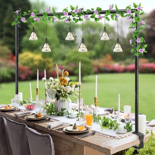 WellSign Over The Table Rod Stand with Clamps Adjustable Table Arch Frame - color: Black