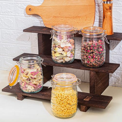 WACOI 32 Oz Glass Mason Jars with Airtight Lids 6 Pack, Wide Mouth Canning Jars with Clip Top Lids for Kitchen Storage Pickling Salad Jams Coffee Beans