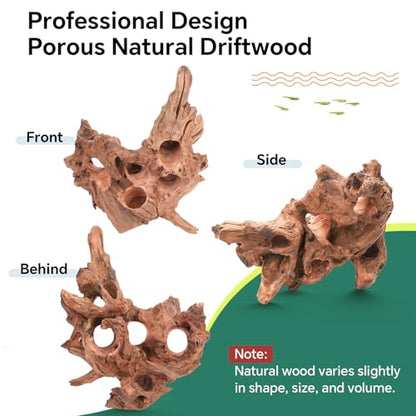 Driftwood for Aquarium Natural Aquarium Wood for Aquascaping Fish Tank Decorations Reptile Tank Decor (Porous Natural Driftwood 11-15“)