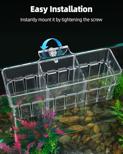 Pawfly Clear Acrylic Aquarium Plant Holder for Fish Tanks, 3 Slots Top Hanging Fish Tank Planting Holder with Hook, Adjustable Aquarium Planter Cup, Plant Pot for Water Feature Decoration - size: 1 Pcs