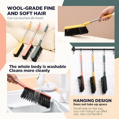 Teenyyou 6 Pcs 17'' Hand Broom Brush Dust Brushes Soft Bristle Cleaning Brushes Handheld Soft Counter Brush for Bed Car Couch Desk Sofa Furniture Clothes Small Particles Hair Debris Quilt Remover