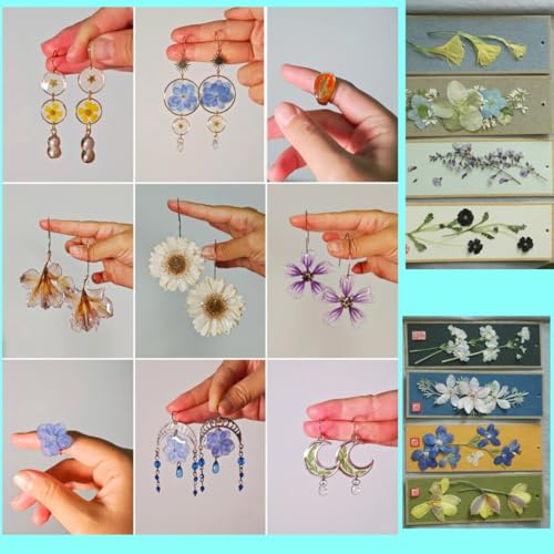 80Pcs Pressed Flowers, White Dried Flowers Natural Pressed Flowers Bulk for Resin Molds, Nail Art, Scrapbooking, Candle Holder, Jewelry Making, Real Dried Pressed Flowers DIY Crafts Kit - color: Multi Color-14
