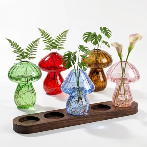 Mushroom Vase, Mushroom Propagation Stations Vases, Glass Vase Set of 5