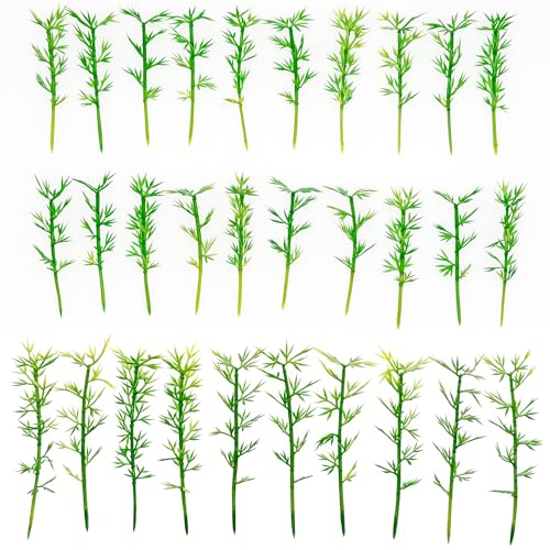 Woohome Model Miniature Bamboo Trees, Green Plastic Bamboo Trees for Building Model, Home Miniature Landscape Landform Diorama Project, 100 PCS, 2.36’’ and 3.15’’ - color: 100pcs 8cm