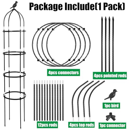 2-Pack 6FT Garden Obelisk Trellis for Climbing Plants,70”Metal Plant Support Tower, Heavy Duty Thickened Tube,Rustproof Black Flower Stand for Vines, Roses, Outdoor & Indoor Use - size: 12.6“x70”-2 PCS