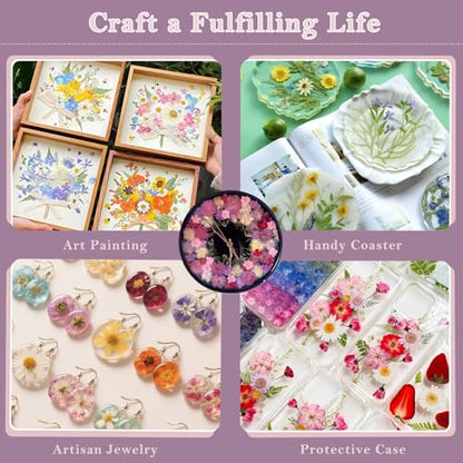 92 Pcs Dried Pressed Flowers Fruits for Resin Molds, Real Natural Bulk Dry Wildflowers Leaves Perfect for Epoxy, DIY Crafts, Nails, Soap Candles Jewelry Making, and Home Decor