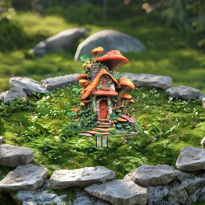 Mushrooms Garden Stakes Decor Yard Acrylic - 2D Spring Garden Acrylic Sign Decoration, Yard Art, Gift for Nature Lovers, for Indoor & Outdoor Flower Pots, Yard, Mini Gardens & Lawn (5.9”x5.9”) Y09