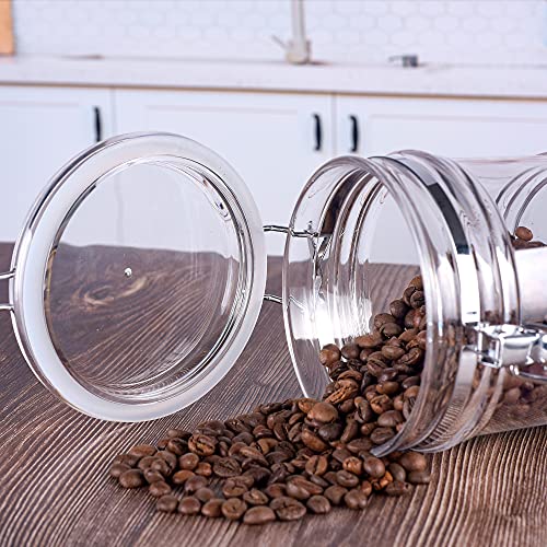 35 oz Reinforced Small Acrylic Canister with Locking Clamp, Airtight Flip Jar | Food Storage Container for Flour, Sugar, Coffee, Candy, Cookie etc - size: Clamp 1030 ml