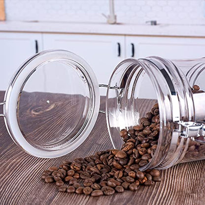 35 oz Reinforced Small Acrylic Canister with Locking Clamp, Airtight Flip Jar | Food Storage Container for Flour, Sugar, Coffee, Candy, Cookie etc - size: Clamp 1030 ml