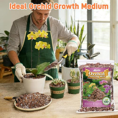 Orchid Bark Potting Mix - 18QT Natural Orchid Potting Mix for Repotting, Blended with Small Pine Bark and Perlite to Provide Ideal Ventilation and Good Drainage for Orchids and Other Potted Plants - size: 18 qt