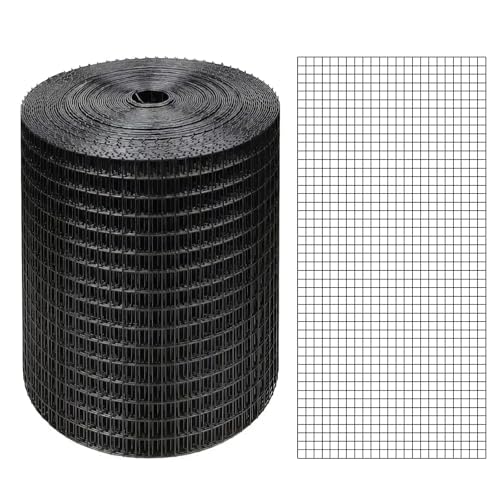 Black Hardware Cloth 4'' x 10' PVC Steel Vinyl Coated 1/4inch Galvanized Wire Mesh Roll (23GA) Chicken Wire Fence Roll, for coop Fences,Screen mesh, Rabbit/Snake Fences, Poultry enclosures, etc. - color: 23(GA)-1/4inch, size: 4In x 10Ft