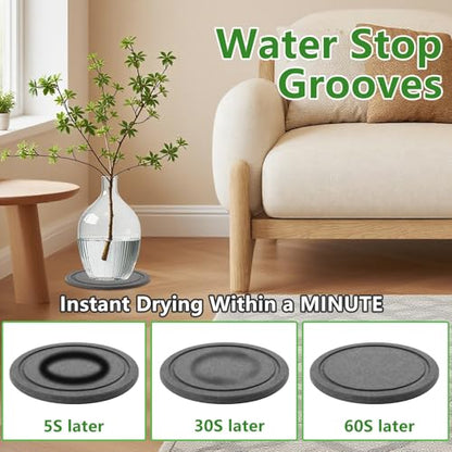 Augshy Plant Saucers 2Pcs 8in Diatomaceous Earth Instant Dry Tray for Plant | Round Pot Trays to Catch Water, Indoor Outdoor Plant Drip Pans, Quick Drying Flower Pot Saucer - size: 8 Inch