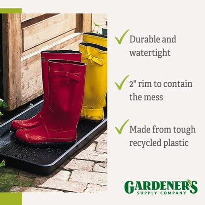 Gardener's Supply Company Jumbo Boot Tray | Multi-Purpose All Weather Waterproof Indoor and Outdoor Shoes Mat Made with Recycled Plastic | 43-1/4" L x 21-2/3" W x 2" D - size: 43.3" x 21.7" x 2" (1-Pack)