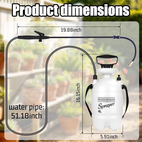 4L Watering Can for Hanging Plants, Adjustable 360° Flexible Nozzle Long Reach Plant Watering Sprayer, No Battery Needed, with Shoulder Strap for Indoor Garden High Plants & Hard-to-Reach Areas