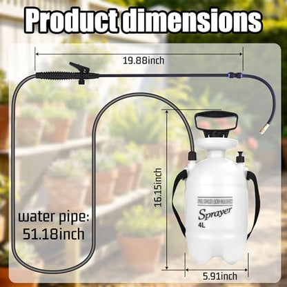 4L Watering Can for Hanging Plants, Adjustable 360° Flexible Nozzle Long Reach Plant Watering Sprayer, No Battery Needed, with Shoulder Strap for Indoor Garden High Plants & Hard-to-Reach Areas