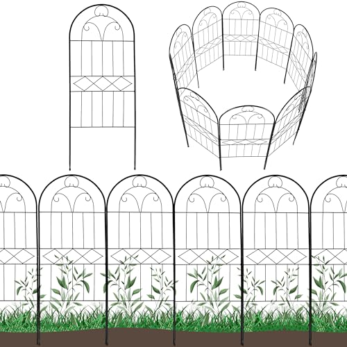 Decorative Garden Fence 30in (H) x 10ft (L), 10 Pack Rustproof Metal No Dig Fence Animal Barrier, Arched Flower Bed Edging, Wire Border Fencing Panel for Dog, Yard, Patio, Outdoor, Decor - size: 30" High,10ft