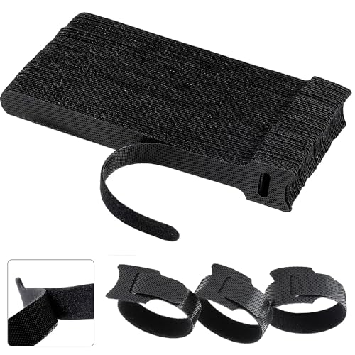 California JOS 60 PCS 6 Inches Reusable Cable Ties, Adjustable Cord Straps, Cable Organizer, Cord Wrap and Hook Loop Cords Management - Black - color: Black