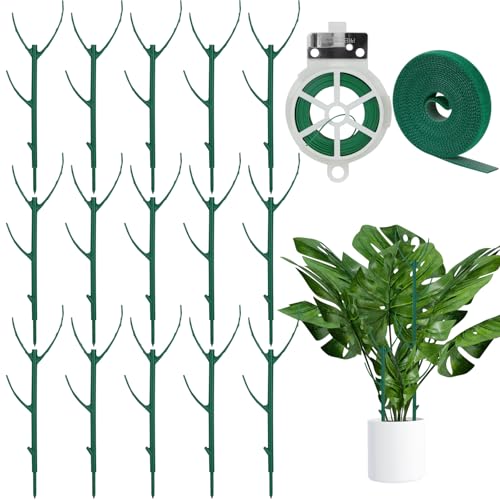 15 Pack Monstera Plant Support, Stackable Plant Supports for Indoor Plants, Pothos Plant Climber Pole, Adjustable Stakes for Indoor Plants Training & Vertical Growth Support Stakes - color: 15Pack