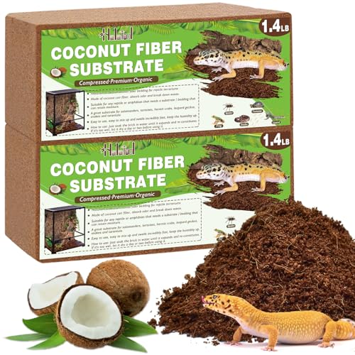 Halatool 2 Pack Compressed Coconut Fiber Substrate for Reptiles - color: 2 pack