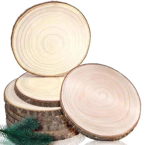 Wood Slices,Wood Slices for Centerpieces Table Decorations,Unfinished Rounds Wood for Crafts,Wood Slice for Rustic Wedding Decoration Projects, Natural Paulownia Wooden Slabs(9-10 inch 10 Pcs) - size: 9-10 inch 10 Pcs