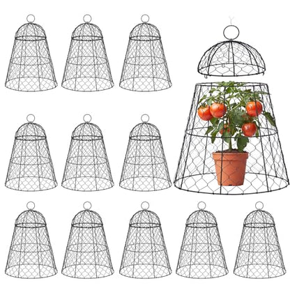 Sadnyy 12 Pack Garden Chicken Wire Cloche, 13" W X 15.7" H Plant Protectors and Covers, Wire Garden Cloches from Animals Metal Cage Plant Protection Strong and Not Easy to Deform - size: 13" D X 15.7" H, style: Detachable Style