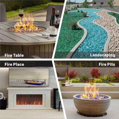 Mr. Fireglass 10 Pounds Blended Fire Glass Diamonds for Fireplace Fire Pit & Lanscaping - 1 inch Emerald Green Fire Rocks (Pack of 2) - color: Emerald Green, size: 1 inch, 10 Pounds (Pack of 2)