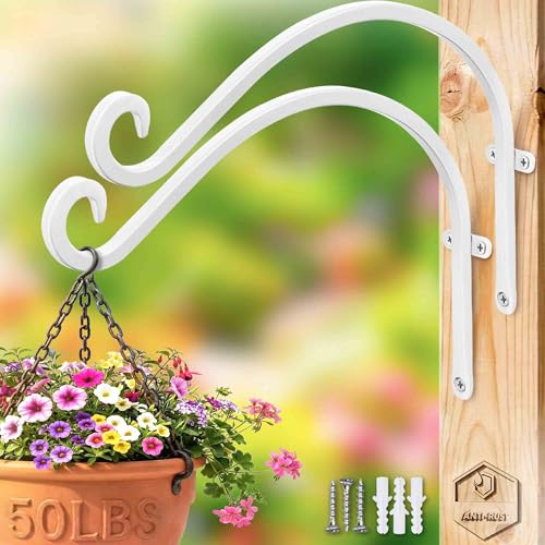 Lifyzoon Heavy Duty Plant Bracket Outdoor - 12Inch 2-Pack Wall Mount Hanger - size: 2W-12“2PCs