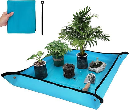 Buyohlic Repotting Mat for Indoor Plant Transplanting and Mess Control Waterproof Potting Mat, Square Planting Tray, Gardening Gifts for Plant Lovers