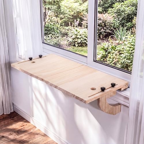 Zhehao Window Plant Shelf 23.6 Inch Window Sill Extender Easy to Install Renter Friendly Shelves for Home Flat Plant Decor (Natural Wood) - color: Natural Wood
