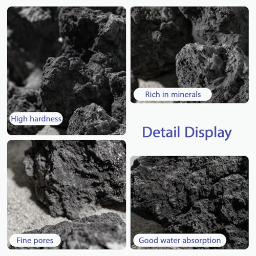 Natural Rocks Black Lava for Aquariums Fire Pits Bonsai 20lb Natural Volcanic Stones Heat-Resistant (3-8inches) 7-9pcs - size: 20lb(3-8in)