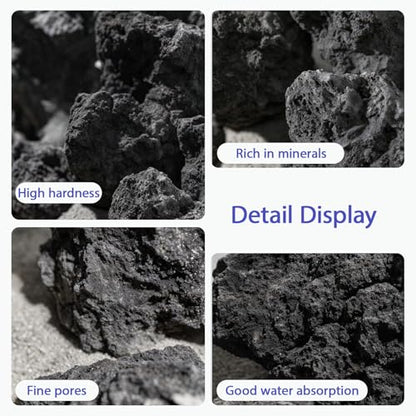 Natural Rocks Black Lava for Aquariums Fire Pits Bonsai 20lb Natural Volcanic Stones Heat-Resistant (3-8inches) 7-9pcs - size: 20lb(3-8in)