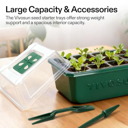 VIVOSUN 6-Pack Seed Starter Trays, 72-Cell Starter Kit with Humidity Dome - size: 6-Pack 72-Cell, style: Trays